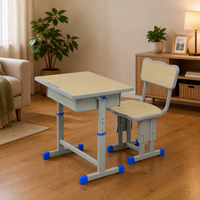 Ensemble de bureau et chaise réglables en hauteur pour collégiens, en acier et bois, mobilier scolaire pour étudiants
