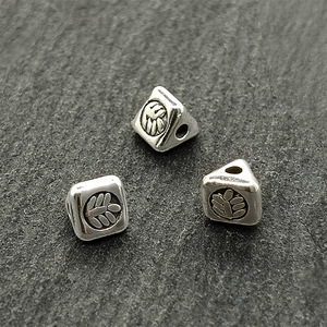 Alloy Square Beads Tibetan Silver Plated Mini Loose Beads For Jewelry Making <b>Small</b> Size Scattered Beads With Meander Pattern - Product Image 3