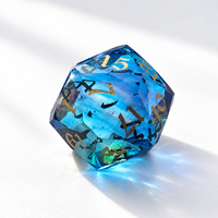 Ensemble de dés polyédriques en cristal de verre dégradé bleu violet, 7 pièces, dés à chiffres encreés d'or pour jeux de société de table Dragons TRPG