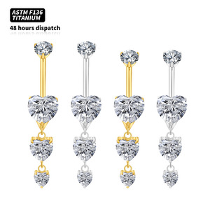 Piercing <span class=keywords><strong>all</strong></span>'<span class=keywords><strong>Ombelico</strong></span> con Cuore in Zirconia, Barretta per <span class=keywords><strong>Ombelico</strong></span> in Titanio ASTM F136, Gioiello Scintillante a Forma di Cuore per Donne - Product Image 2