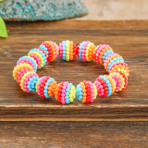 Rainbow Candy Color Acrylic Beaded <b>Bracelet</b> Elastic Cute Style Unisex Gift Fashion Jewelry 2025 - Product Image 1