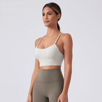 Sujetador deportivo para mujer OEM personalizado, acolchado, sin aros, espalda en Y, de alta sujeción, de nailon, para correr, gimnasio, fitness, marca privada, venta al por mayor