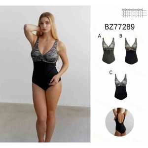 Costume da bagno intero HDJ Plus Size con controllo pancia, scollo a V profondo, stampa monokini, taglie 42-48, colori assortiti - Product Image 1