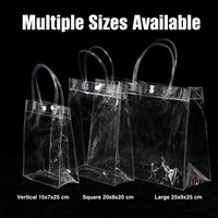 Sac fourre-tout en PVC transparent avec logo personnalisé, imperméable, réutilisable, pour le shopping, les cadeaux, avec poignée renforcée