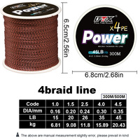 Ligne de pêche tressée PE 4 brins TG 300M 500M 6.81-20.46LB flottante pour la pêche en rivière