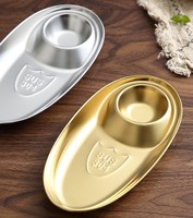 Assiette à collation ovale en acier inoxydable 304 de haute qualité, fond plat avec rebord, conception monobloc en métal, vente en gros directe usine