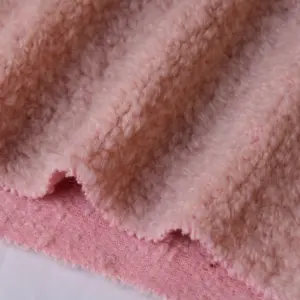 Hete Verkoper Hoge Kwaliteit Super Zachte Comfortabele Textielfabriek Mooie Roze 42% Wol 550gsm Boucle Fleece Fabricic