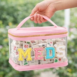 Bolsa de Almacenamiento de Mahjong Transparente de PVC con Letras Bordadas, Gran Capacidad, Portátil, Impermeable, con Cierre - Product Image 2