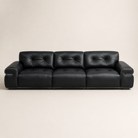 Canapé modulaire en cuir véritable de luxe, canapé moderne à assise profonde sur mesure pour salon de villa