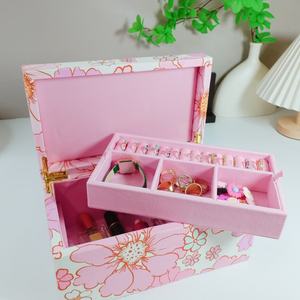 Boîte à bijoux rectangulaire de luxe LG7345 en velours, faite à la main, avec fermeture à bouton, grande capacité, pour coiffeuse, nouveauté - Product Image 1