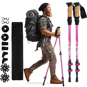 Bâton de ski réglable portable en alliage d'aluminium 7075/6061 pour la randonnée <span class=keywords><strong>nordique</strong></span>, la randonnée et l'escalade - Product Image 1