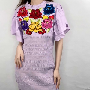 Vestido Mini Elegante de Satén con Bordado y Volantes para Mujer, Diseño OEM Nuevo, LA-RL1020 - Product Image 1