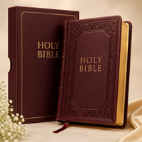 Impression de Bibles de haute qualité avec bord doré, service d'impression de livres reliés à dos nervuré personnalisé avec coffret cadeau