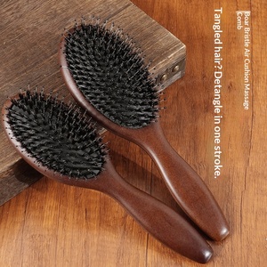 Spazzola per Capelli Leggera in Legno <span class=keywords><strong>di</strong></span> Faggio con Cuscino d'Aria e Setole <span class=keywords><strong>di</strong></span> Cinghiale, Denti Arrotondati per la Cura Quotidiana del Cuoio Capelluto - Product Image 2