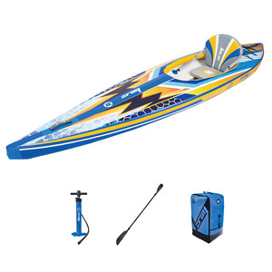 Kayak <span class=keywords><strong>gonflable</strong></span> en PVC de haute qualité, monoplace, avec plancher pneumatique haute pression, canoë avec rames et pompe pour la pêche et les excursions - Product Image 1