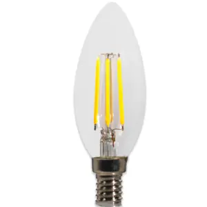 Lampu lilin filamen Edison jelas dekoratif, 110V 220V dapat diredupkan C35 C35L C37 B11 B10 E12 E14 2W 4W 5W