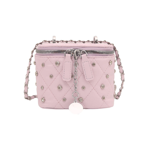 Bolso de Mano de Moda para Mujer, Tipo Cubo, de PU Plisado, con Incrustaciones de Diamantes, Pequeño y Cuadrado, con Cierre de Cadena y Cremallera, Estilo Dulce y Elegante - Product Image 2