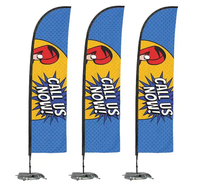 Vente en gros Logo personnalisé Plume Bannière Drapeaux Publicité Extérieure Flying Beach Drapeau avec Pole Stand Water Base