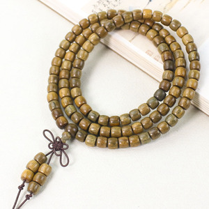 Pulsera de sándalo con 108 cuentas de 6x7mm en forma de barril, cuentas de oración budistas hechas a mano, joyería de estilo chino - Product Image 3