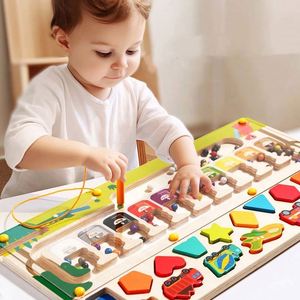 Preschool Learning Colorful Number <b>Puzzle</b> Sorting Wooden Toddlers Toys 3 in 1 Montessori Magnetic Maze - Product Image 5