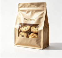 Sachet de boulangerie en papier kraft avec fenêtre transparente, fermeture éclair refermable, qualité alimentaire et résistant à la graisse, pour pâtisseries et biscuits, vente en gros, OEM