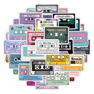 50 Stks/zak Cartoon Muziek Tape Stickers Afdrukken Custom Logo Gestanst Vinyl Gitaar Stickers Bagage Decor Telefoon Muur Waterdicht