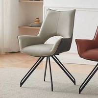 Chaise de salle à manger pivotante et inclinable de style minimaliste moderne, revêtement en lin avec pieds en métal robuste pour la maison et le bureau