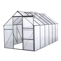 Kit de serre en polycarbonate pour jardin extérieur de 12 'x 6' avec 1 porte coulissante