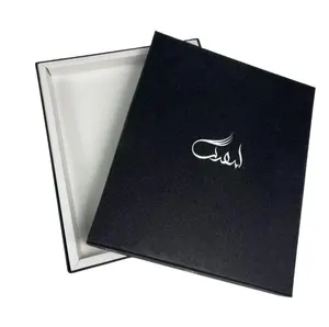 批发定制标志印刷硬质纸板盖和底盒礼品包装黑色方形奢华内衣服装围巾盒