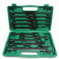 Jeu de clés à douille à fourche multi-usages de 14 pièces, 8-24 mm, en acier 45, emballé en boîte noire, pour la réparation automobile et les travaux domestiques