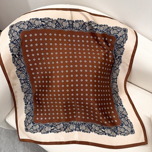 Nouveau Foulard Carré en Soie 100% <span class=keywords><strong>pour</strong></span> Femme, Style Européen, Imprimé à Pois et Blocs de Couleurs, Écharpe d'Été - Product Image 3