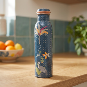Bouteille d'eau en métal à motif floral avec couvercle, gourde de voyage portable - Product Image 5