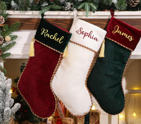 Chaussettes de Noël en velours personnalisées, décorations de Noël, cadeaux de Noël 2026