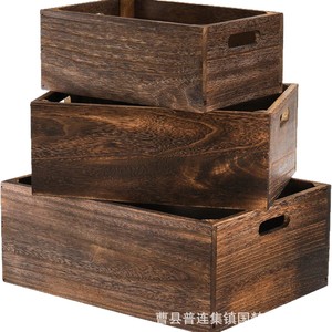 Wooden Desktop Storage <b>Box</b> Rectangular Solid Wood Organizer For Office Home Decorative Storage With Handle 30x20x11.5cm - Product Image 5