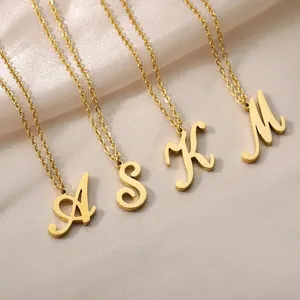 Mode initiale bijoux câble lien chaîne collier personnalisé script cursif police 26 majuscules lettre initiale collier pour femmes dames