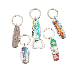 Hochwertiger tragbarer Edelstahl-Taschen-Souvenir-Multifunktions-Flaschenöffner-Messer-Schlüssel bund