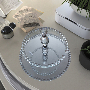 Commercio all'ingrosso 2 tier torta rotonda stand dessert display del basamento del vassoio della torta della festa nuziale display vassoio piatto di frutta di <span class=keywords><strong>vetro</strong></span> del basamento della torta - Product Image 4