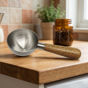 New Arrived Durable Wooden Handle Stainless Steel <b>Measuring</b> <b>Spoon</b> 10ml Capacity Dishwasher Safe Eco-Friendly Foam Milk Coffee - Product Image 3