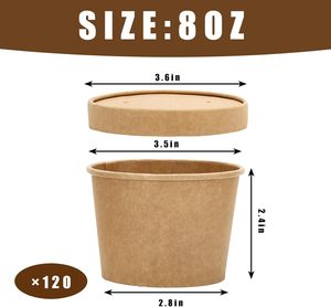 ODM/OEM Tazón Redondo Desechable de Papel Kraft Marrón para Llevar, Tazones de Papel Desechables, Cubeta Desechable para Comida Rápida, Tazón para Ensalada, Envase Desechable para Alimentos - Product Image 3
