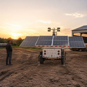 Tour d'éclairage mobile solaire TPE-1200L avec 4 projecteurs LED de 150W, 16,08 kWh, montée sur remorque pour la construction, l'exploitation minière et la location TPE-1200L - Product Image 4