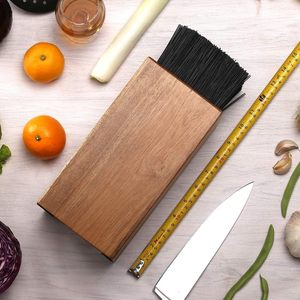 Porte-couteaux multifonctionnel écologique en bois d'acacia moderne avec poils pour accessoires <span class=keywords><strong>de</strong></span> cuisine à domicile - Product Image 5