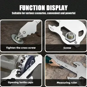 Outil multifonction 12 en 1 en acier inoxydable, portable, en forme de guitare, porte-clés, tournevis, porte-clés, outil multifonction de poche, outil de camping - Product Image 2