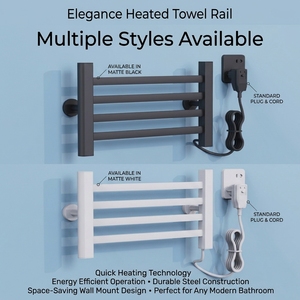 <span class=keywords><strong>Mini</strong></span> chauffe-serviettes électrique noir avec rail, support en aluminium, accessoire de salle de bain pour usage domestique, porte-serviettes chauffant pour serviettes humides - Product Image 5