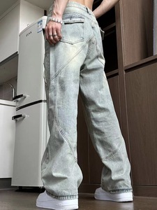 Pantalones Vaqueros para Hombre con Costuras Decorativas, Corte Recto, Proveedor <span class=keywords><strong>Mako</strong></span> - Product Image 2