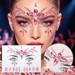 Autocollants en strass pour le visage, imperméables, bijoux pour le visage pour le maquillage de fête, avec dos auto-adhésif - Product Image 4