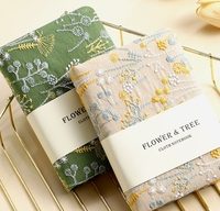 Bloc-notes A5 à spirale - Couverture en tissu avec finition brodée - Design avec petite poche - Édition cadeau