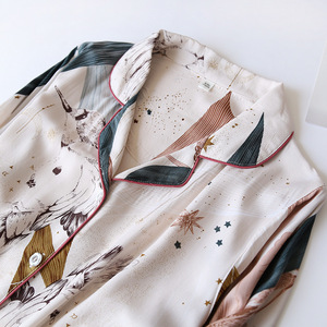 Zweiteiliges Pyjama-Set Sommer dünne Langarm-Pyjamas Sommer-Langarm-<span class=keywords><strong>Cardigan</strong></span>-Hose 2-teiliges Set - Product Image 4