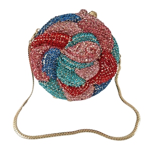 Bolso de Noche Elegante para Mujer con Pedrería Floral, Brillante, con Cristales en 3D, Tipo Clutch, con Cadena, para Citas y Cócteles - Product Image 3