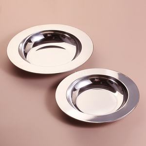 Plateau <span class=keywords><strong>rond</strong></span> en acier inoxydable avec bord large <span class=keywords><strong>Service</strong></span> profond écologique pour plaque <span class=keywords><strong>de</strong></span> chargeur pour la vente à la demande <span class=keywords><strong>de</strong></span> soupe <span class=keywords><strong>de</strong></span> fête à la maison - Product Image 5