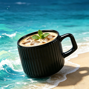 Mug à café en verre rayé de haute qualité avec poignée, tasses à café rondes noires en verre 300 ml pour café, lait et <span class=keywords><strong>eau</strong></span> - Product Image 6